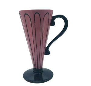 Gourmet Fitz and Floyd Yvette & Claudette Tall Cup Pink & Black Latte, Milkshake - Picture 1 of 5