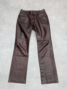 GAP Trousers Womens UK 10 Leather Bootcut Biker Pants 00s Y2K Vtg Jeans US 6 - Picture 1 of 12