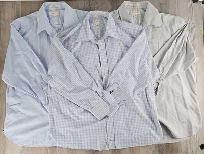 John W. Nordstrom 4 camisas de vestir azul a cuadros y plateado tejido italiano 17,5/33  Foto 1 de 4