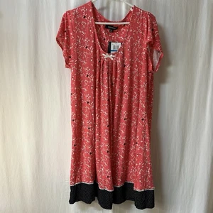 Nuevo con etiquetas Jersey Ellen Tracy XL Suave Elástico Manga Corta Rosa Floral Lazo Chemise - Imagen 1 de 9