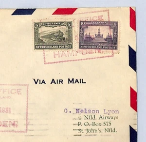 NEWFOUNDLAND Air Mail 10c WAR MEMORIAL Cover FIRST FLIGHT 1931 Canada XW336 - Picture 1 of 12