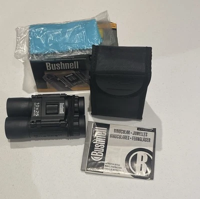 Bushnell PowerView 10x25 Compact Binoculars with Carry Case – Pocket Size – New - Image 1 of 4