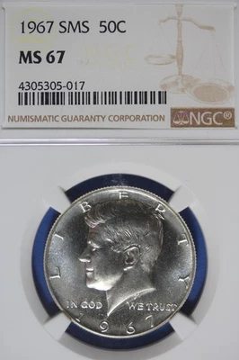 1967 SMS NGC 50C MS67 KENNEDY HALF DOLLAR #B50352 - Image 1 of 2