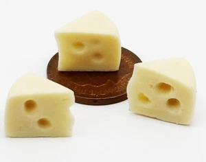 Juego de 3 rebanadas de queso suizo para casa de muñecas a escala 1:12 accesorio miniatura tumdee - Imagen 1 de 7