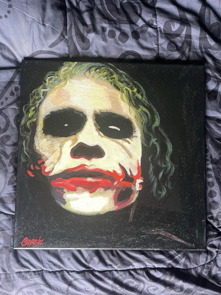Cargill Painting Heath Ledger Joker 18x18 Original Art Pop Art - Image 1 of 2