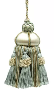 Elegant White, Blue, Gold Key Tassel|4" tassel, 3.5" Loop| KTAX4 Color: LX03 - Picture 1 of 1