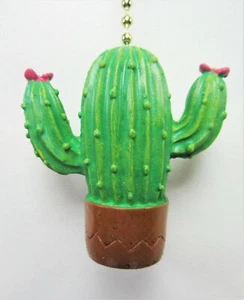 Cactus w/flowers in a Pot Ceiling Fan/Light Pull w/chain - Picture 1 of 2