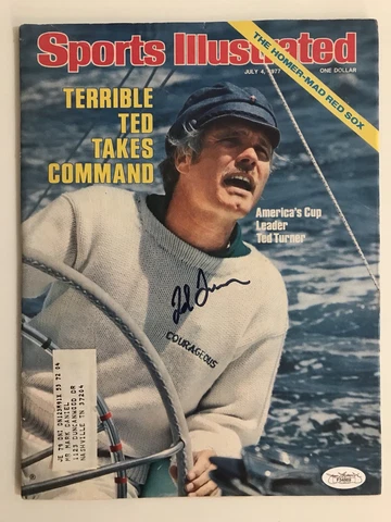 1977 TED TURNER TNT TBS CNN Autographed Signed Sports Illustrated  Magazine JSA Cover