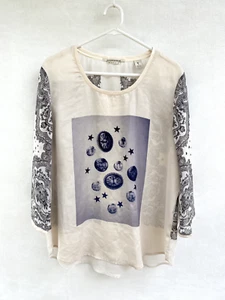 ☘️ Women Maison Scotch Soda 3/4 Sleeve Semi Sheer Paisley Top Blouse Size 4 - Foto 1 di 7