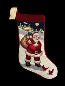 Santa Claus Needlepoint Christmas Stocking NWT - Picture 1 of 1