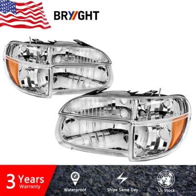 For 1995-2001 Ford Explorer Chrome Housing Amber Corner Headlight Headlights - Image 1 of 4