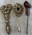 Vintage Old Celluloid And Gold Toned  Straight Stick Pins Jewelry (3)