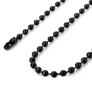 2.0mm 18"-40" Black Stainless Steel Bead Chain Necklace Sb98 USA Seller - Picture 1 of 1