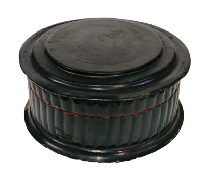 Vintage Old Antique Bamboo Wooden Hand Made Lacquer Painted Japani Basket Box - Image 1 of 4