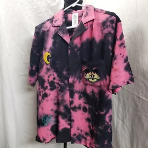Disney Tie Dye 2023 Halloween Button Up Black Pink Embroidered NWOT Adult LARGE - Picture 1 of 20