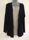 NEW ex M&S Black Mix Stripe Long Sleeve Cardigan 2 in 1 Blouse Top Size 16-24