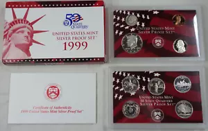 1999-S US Mint Silver Proof Set OGP COA & Box 9 Coins 90% United States - Picture 1 of 7