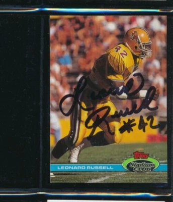 1991 Stadium Club #435 Leonard Russell Patriots Signed Autograph (FX57) SWSW6 - Image 1 of 2