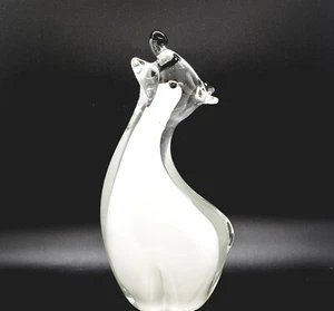 Perro Sommerso grande vintage de cristal de Murano blanco/cristal 9,5 pulgadas - Imagen 1 de 12