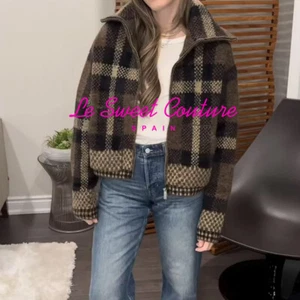 ZARA WOMAN NWT FW24 CHECKERED KNIT BOMBER JACKET ALL SIZES 5802/106 - Picture 1 of 4