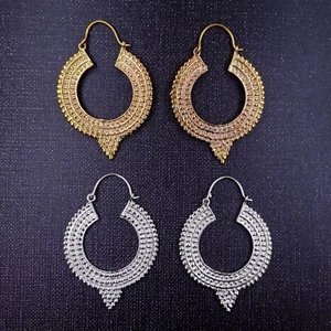 2 paia orecchini a cerchio tribali in ottone sconto 60% liquidazione (LOTTO-A37E) - Foto 1 di 3