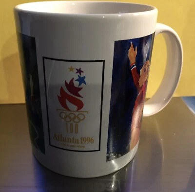 HALLMARK 1996 Olympics Coffee Mug - Atlanta, GA Gymnastics Running Swimming - Image 1 of 4