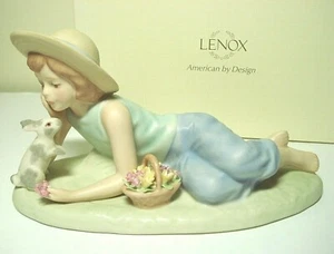 LENOX EASTER SPRINGTIME BUNNY DAYDREAMS GIRL WITH BUNNY AND FLOWER BASKET NIB - Picture 1 of 4