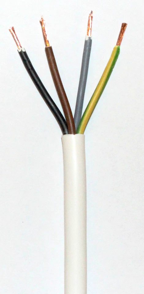 (EUR2,19/m) PVC-Schlauchleitung Kabel H03VV-F 4x0,75 mm² 4G0,75, weiß - Bild 1 von 1