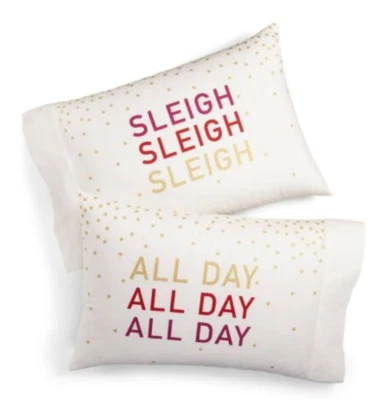 Martha Stewart WHIM -100% Cotton Standard Pillowcase Pair - SLEIGH ALL DAY - Image 1 of 3