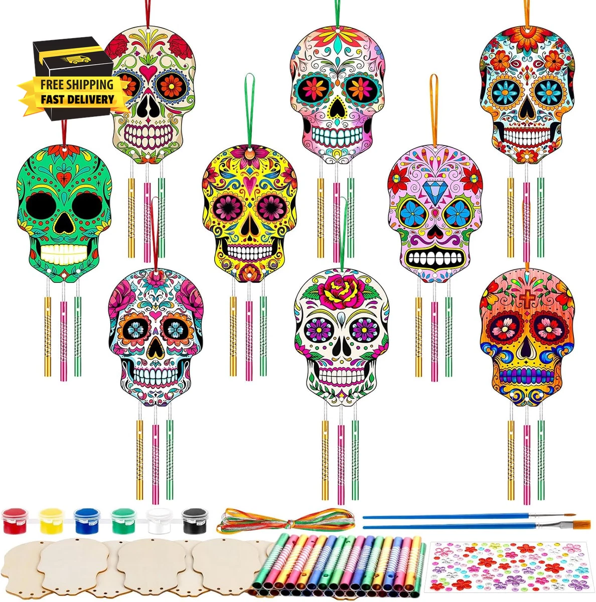 StealStreet Windspiel Mit Totenkopf – Rundes Oberteil, Aus Kupfer/Polyresin, Ca. 58 Cm (23 Zoll) Hoch