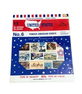 Lote de 15 estampillas vintage de eventos americanos famosos de Estados Unidos años 70 - Imagen 1 de 3