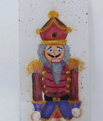 2-сторонний щелкунчик/ангел картина на дереве оригинальное рождественское искусство от Rain Crow - Изображение 1 из 4