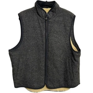 Vintage L.L. Bean Wool Sherpa Lined Work Vest Men's SIZE L Outdoor Hunt Jacket - Picture 1 of 16