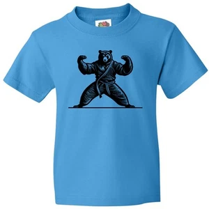 Inktastic Karate Martial Arts MMA Funny Bear Youth T-Shirt Artist Sports Muay - Picture 1 of 5