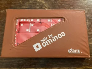 Vintage Excite #6621 rote Doppelsechs Dominosteine in Original Vinylhülle insgesamt 28 - Bild 1 von 3