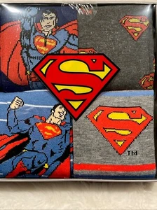 Crew Socks -(x4 pair) DC Comics Superman Gift Box, Fits Adult Sz. 6-12 - Picture 1 of 8