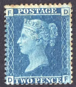 GB QV SG47 2d Blue Plate 9 MM LETTERED FD Cat £350 - Picture 1 of 2