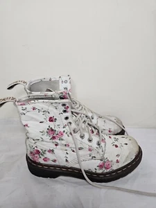 Doc Martens Portland Rose Boots Size 6L Womens White Floral Docs Combat 1460 W - Picture 1 of 8
