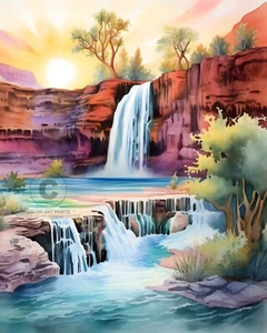 Stampa artistica Havasu Falls Grand Canyon Arizona cascata deserto oasi giclée 8x10 - Foto 1 di 2