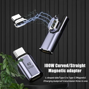 100W USB-C To Type-C Magnetic Adapter Fast Charging Right Angle Converter Cable - Picture 1 of 13