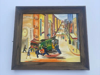 WPA STYLE REGIONALISM PAINTING CITY VIEW IMPRESSIONISM AMERICAN LANDSCAPE OIL - Image 1 of 4