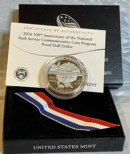 2016 S 100 Anniversary National Park Service  Half Dollar  Uncirculated  / COA - Picture 1 of 2