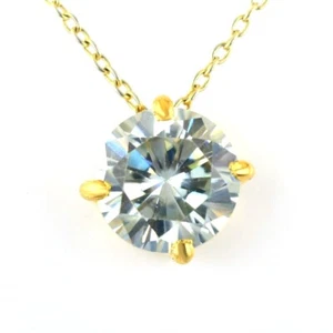 5 Ct Treated Off White Diamond Solitaire Pendant 925 Silver Pendant - Picture 1 of 8