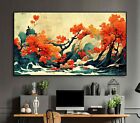 Paysage d'automne japonais art abstrait de l'arbre chinois asiatique nature imprimé encadré
