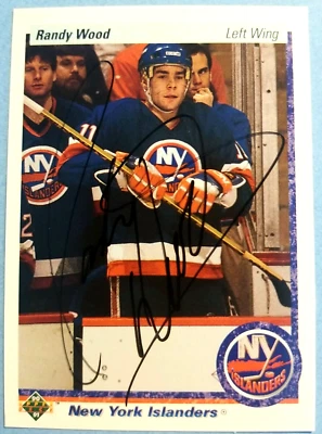 Randy Wood New York Islanders 90-91 U.D. #16 NHL Autographed Hockey Card  - Image 1 of 2