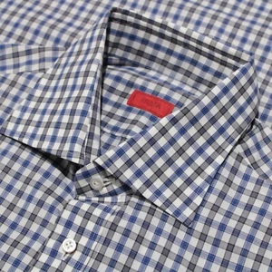 Isaia NWOT 100% Cotton Button Down Casual Shirt Size 16.5 / 42 In Blue Plaid - Picture 1 of 8