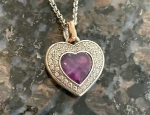 Brighton💎 Anillos de Neptuno Amatista Corazón Reversible Collar Etiquetas - Imagen 1 de 3