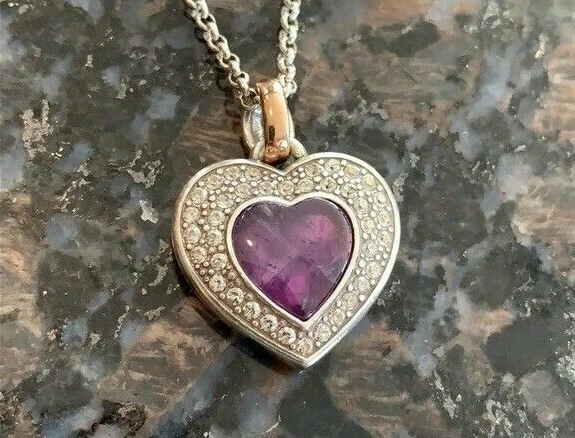 Brighton💎 Anillos de Neptuno Amatista Corazón Reversible Collar Etiquetas Foto 1 de 3