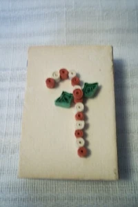 Vintage HANDMADE? ROLLED PAPER CANDY CANE MATCHBOX COVER - Picture 1 of 3