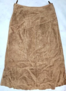 Kenar Genuine Brown Leather Maxi Skirt Western Festival Cowgirl Sz 12 - Picture 1 of 9